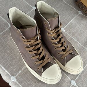 High top converse, tan camo sole